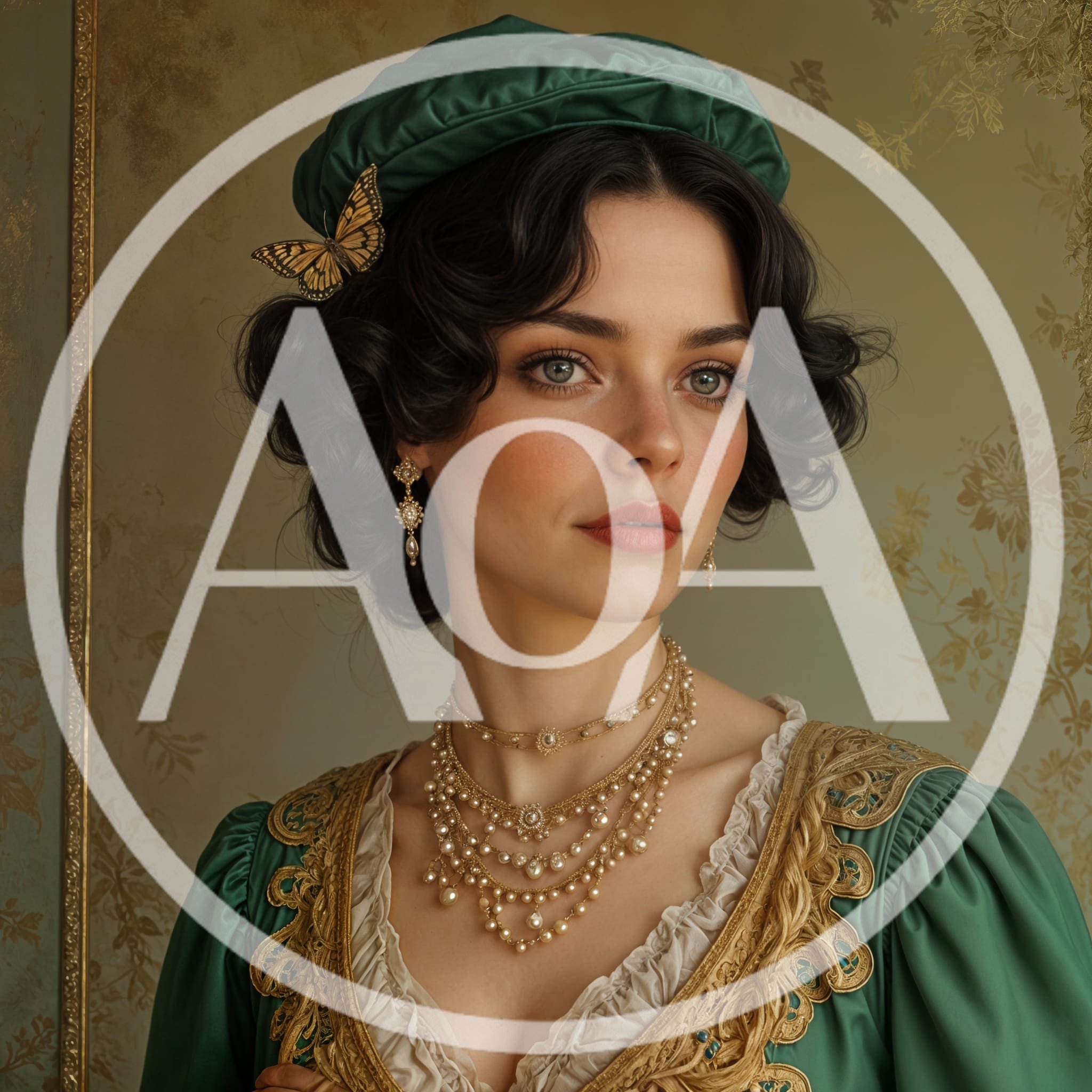 Portrait Of A Renaissance Noblewoman In Green Velvet