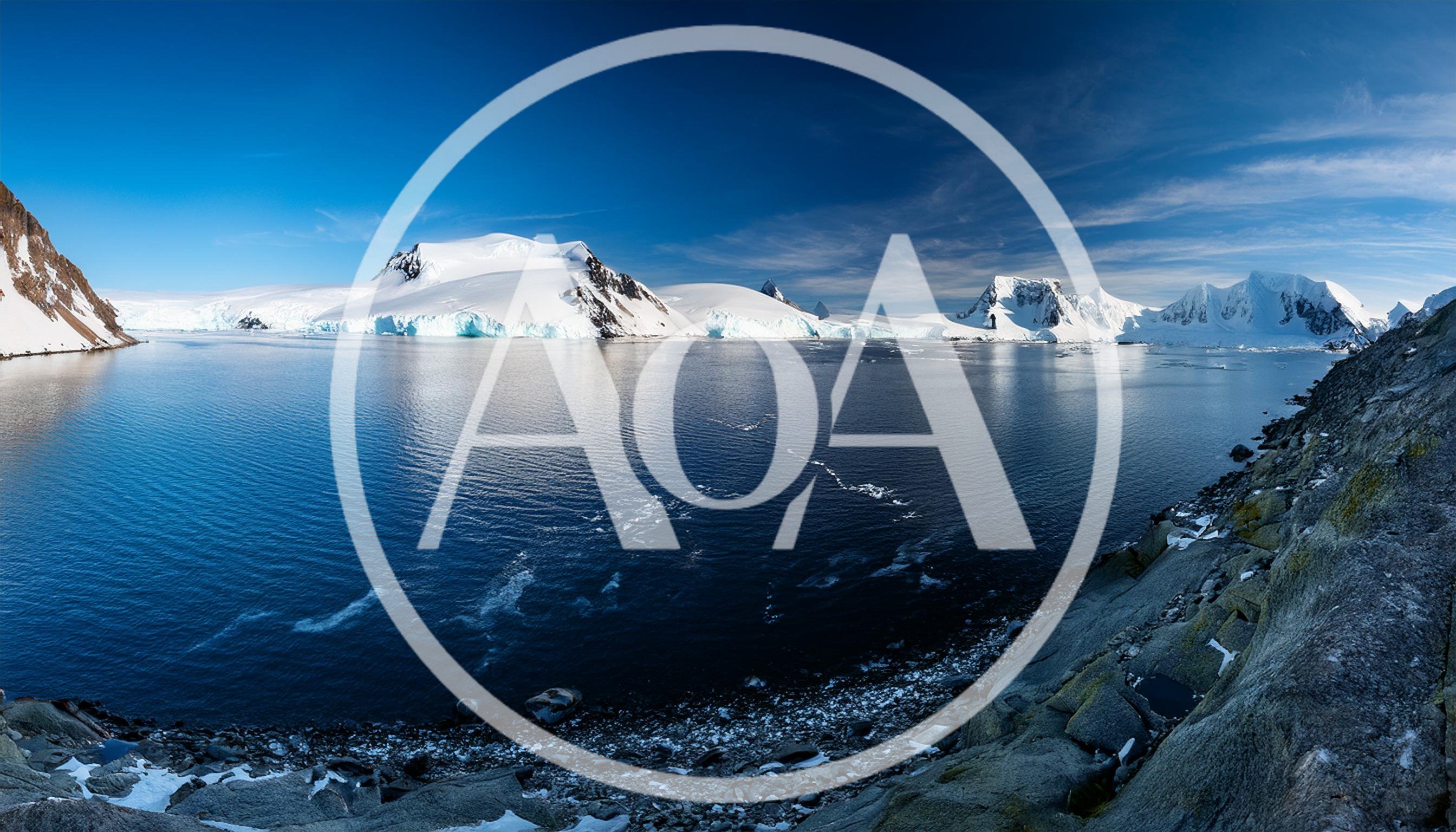 Panoramic View of Snowy Antarctic Mountains and Glaciers
