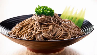 Bowl Of Cold Soba Noodles With Garnish