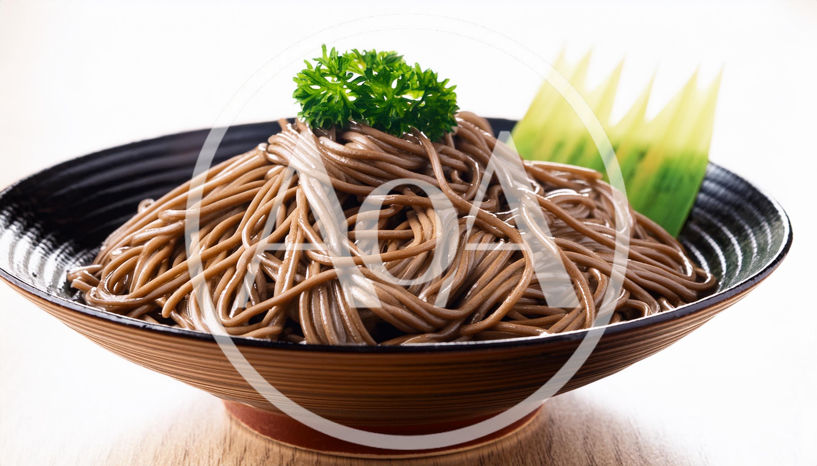 Bowl Of Cold Soba Noodles With Garnish