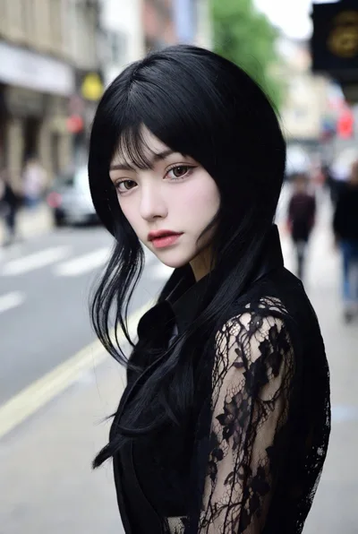 Portrait Of A Young Woman With Black Hair