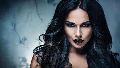 Portrait Of A Beautiful Woman With Dark Makeup