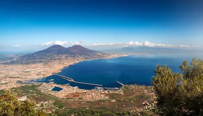 Aerial View Of Mount Vesuvius And The Bay Of Naples