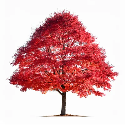 Vibrant Red Maple Tree Isolated On White Background