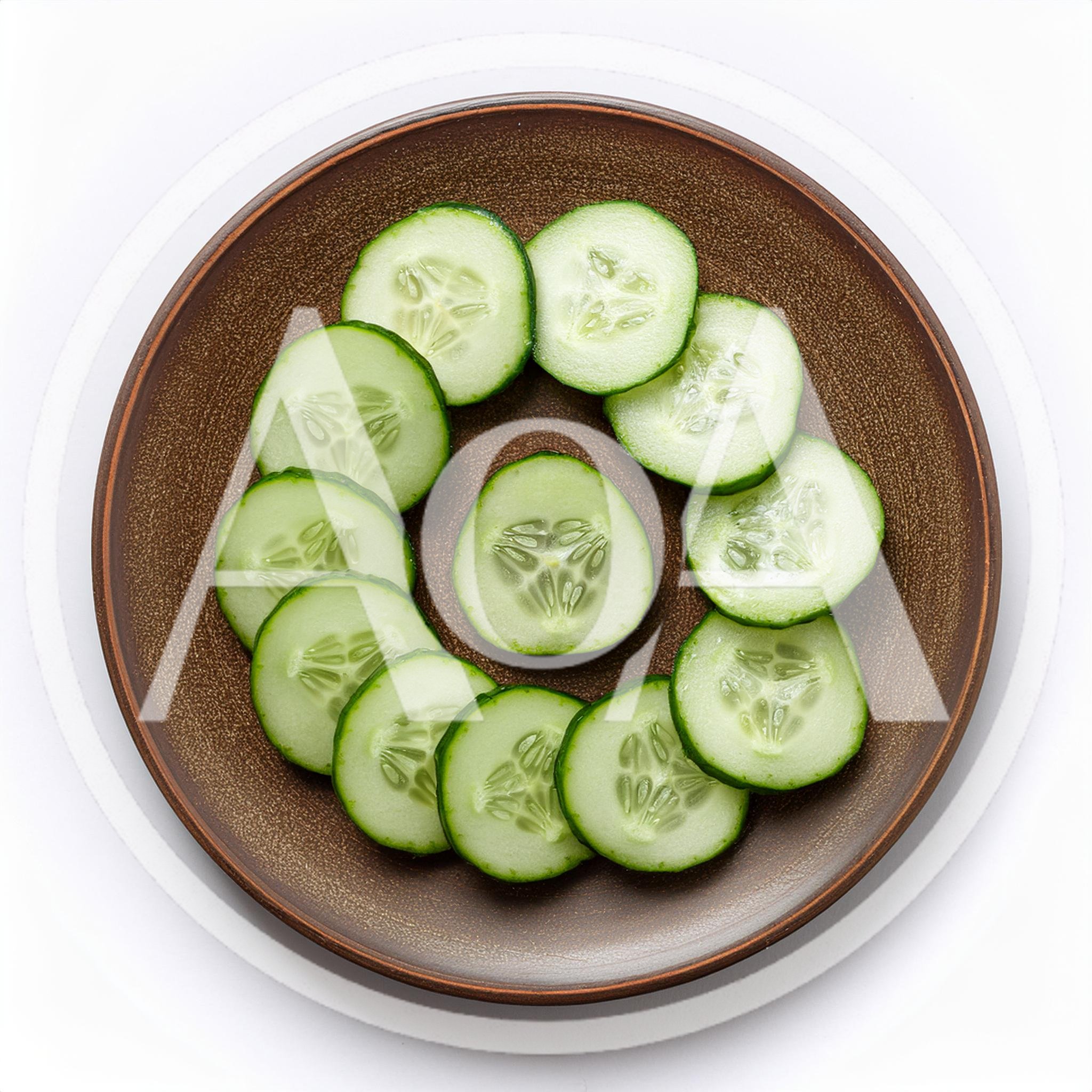 Fresh Cucumber Slices Arranged On A Brown Plate