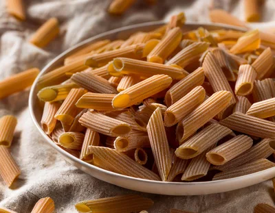 Bowl Of Raw Whole Wheat Penne Pasta