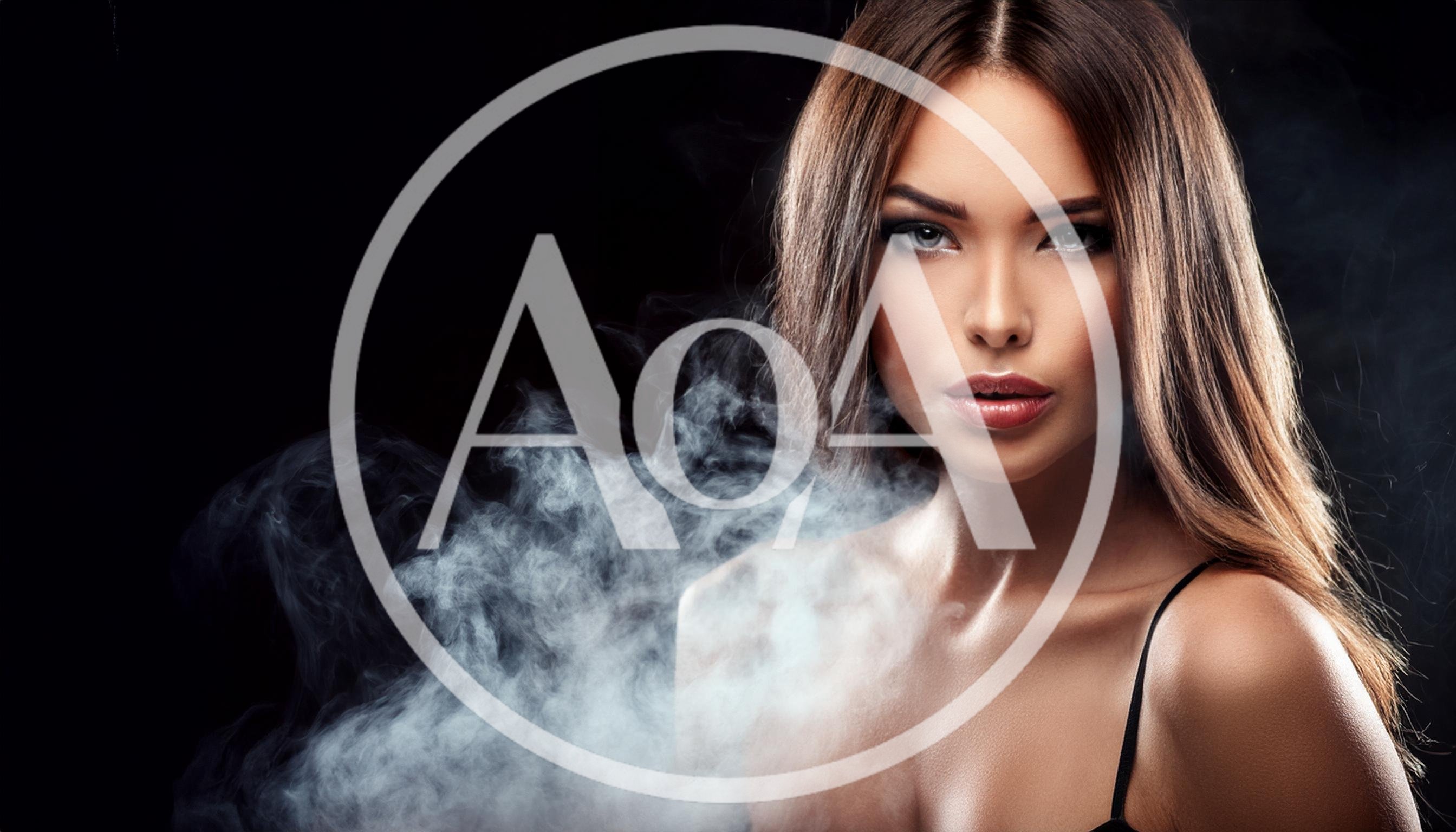 Beautiful Woman With Long Hair Surrounded By Smoke