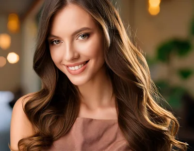 Portrait Of A Beautiful Young Woman With Wavy Hair