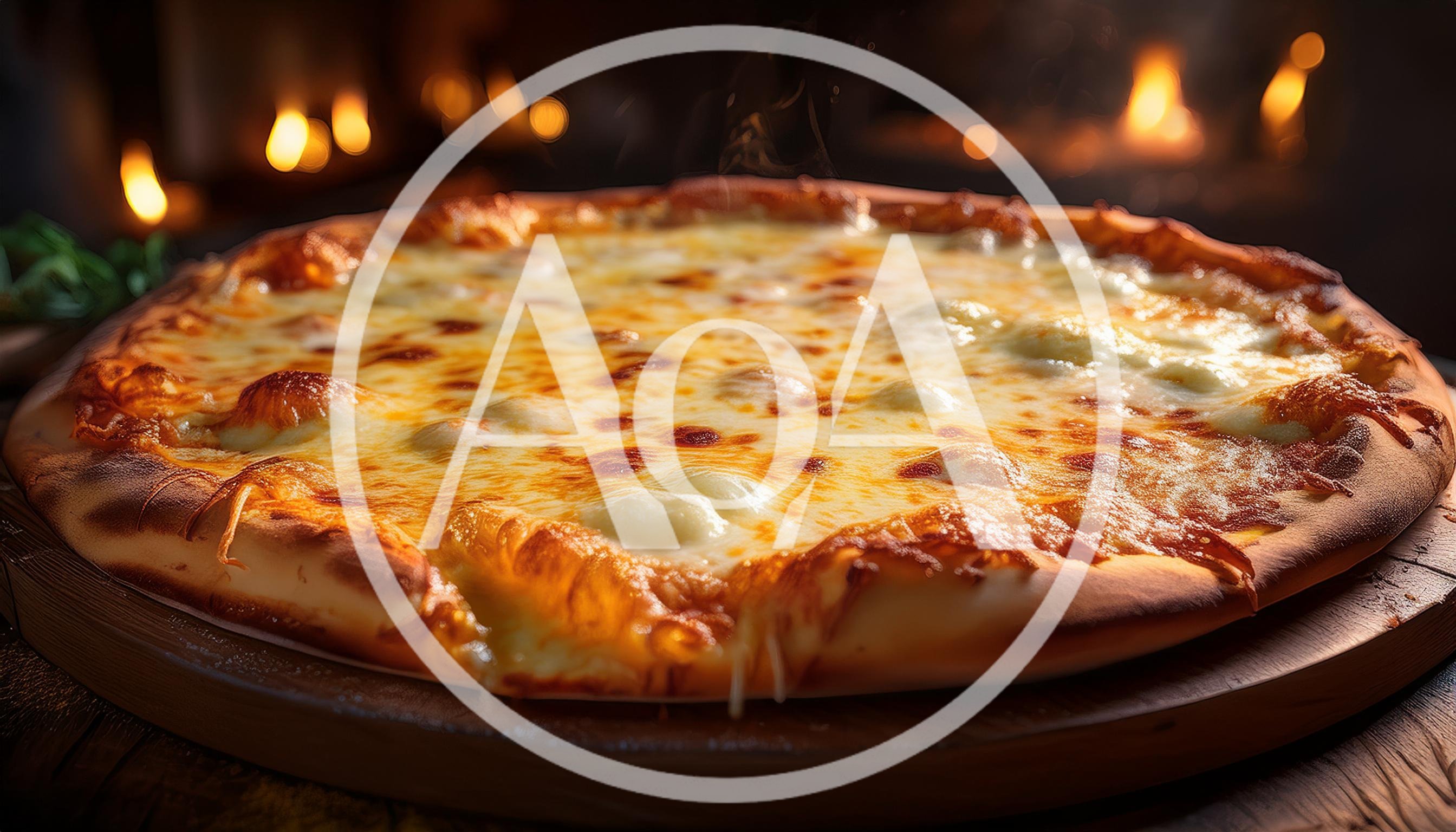 Freshly Baked Cheese Pizza On A Wooden Board