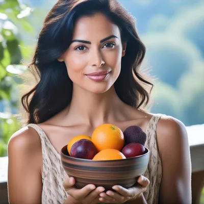 Woman Holding A Bowl Of Fresh Fruit