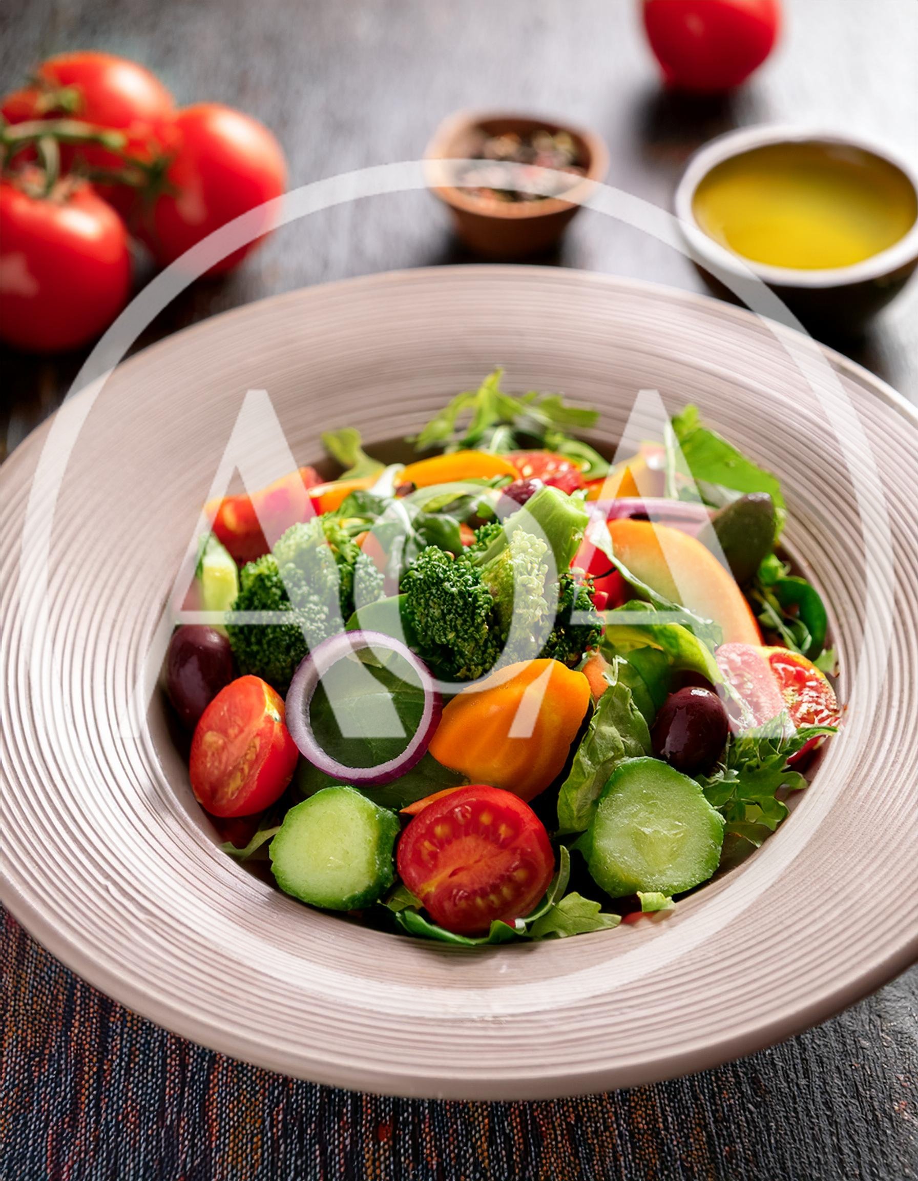 Fresh Vegetable Salad in a Ceramic Bowl