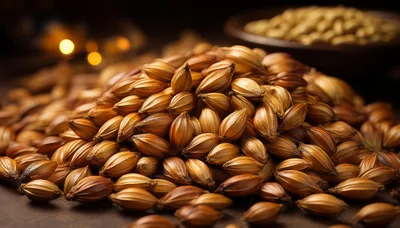 Close Up Of Roasted Barley Grains
