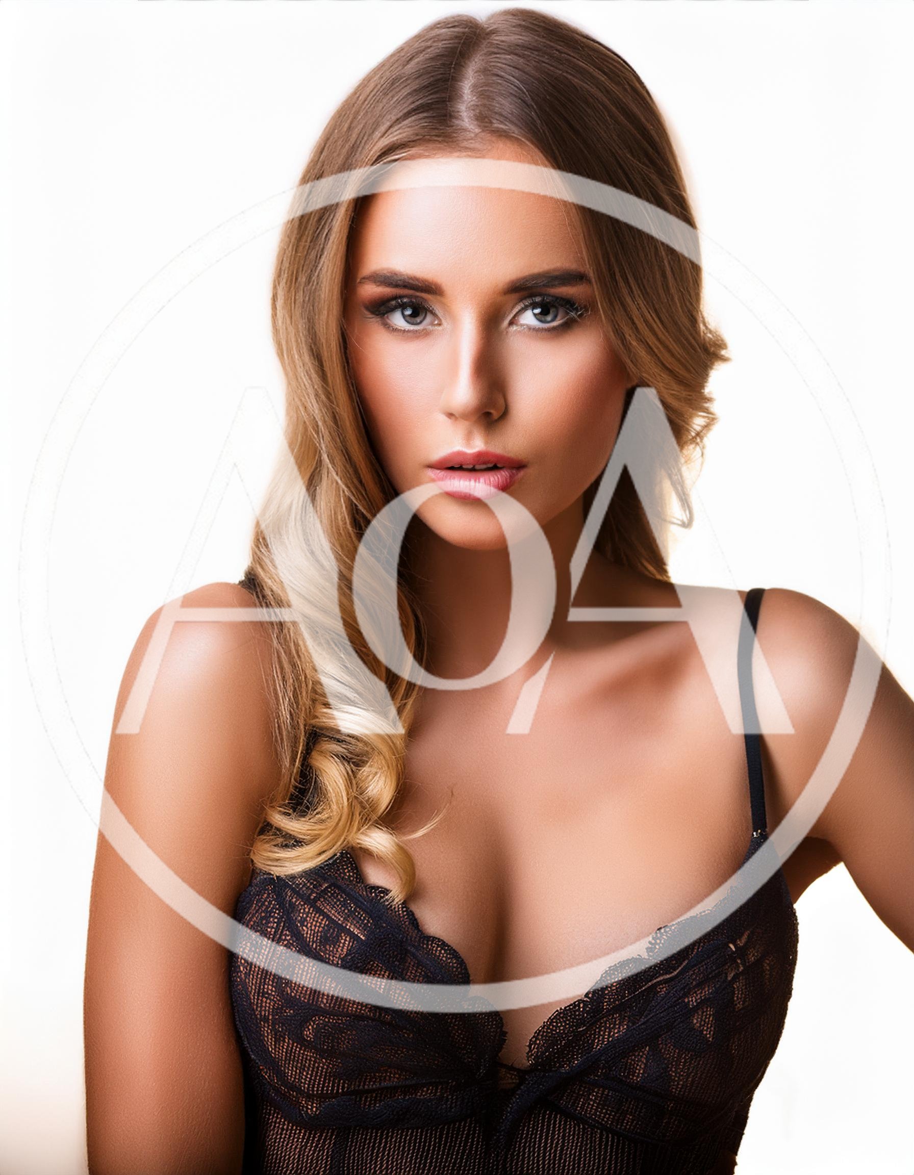 Portrait Of A Beautiful Woman In Black Lace Lingerie
