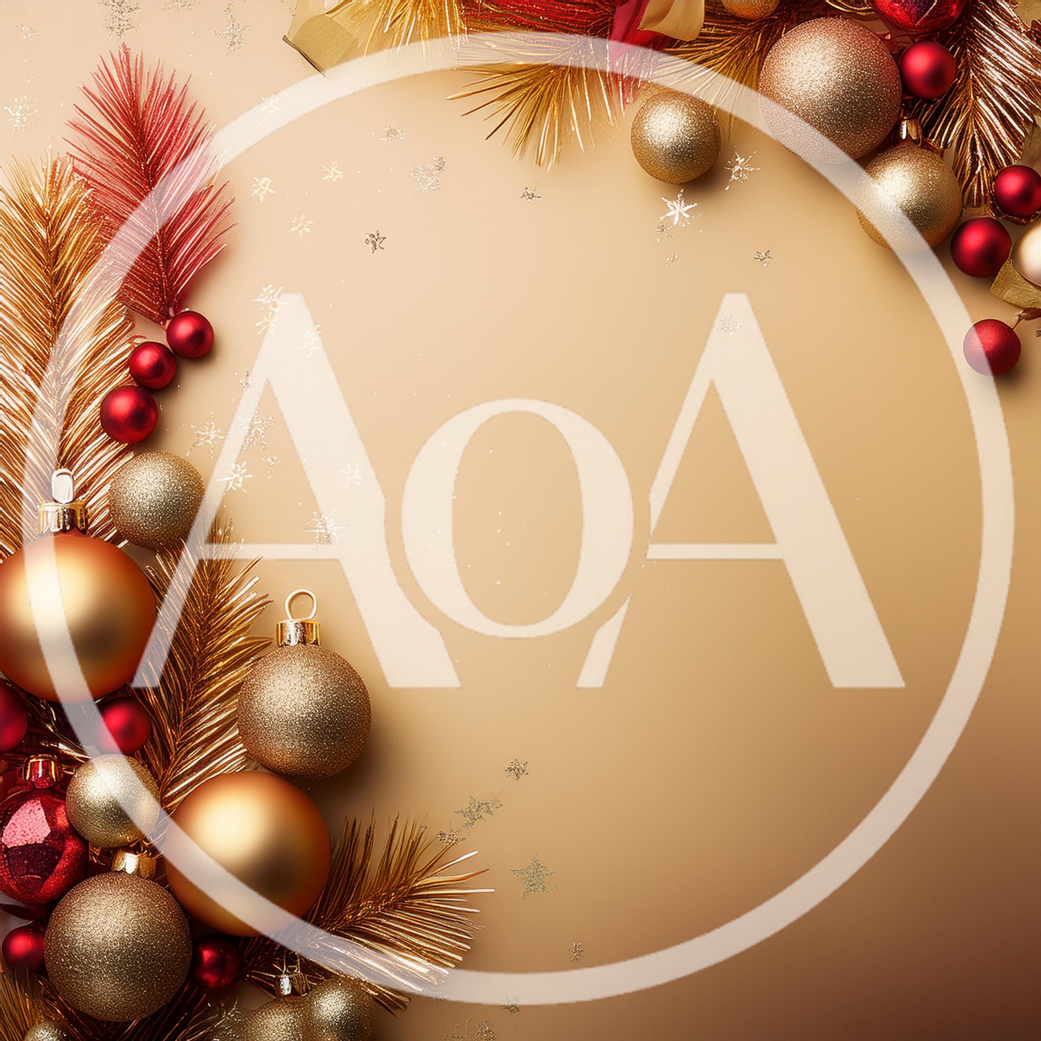 Christmas Holiday Background With Gold And Red Ornaments