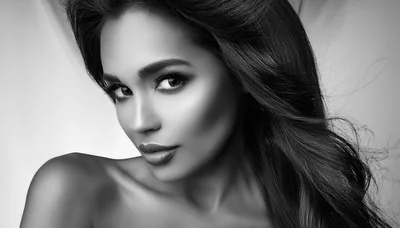 Portrait Of A Beautiful Woman With Long Wavy Hair