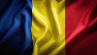 Waving Flag Of Romania With Fabric Texture