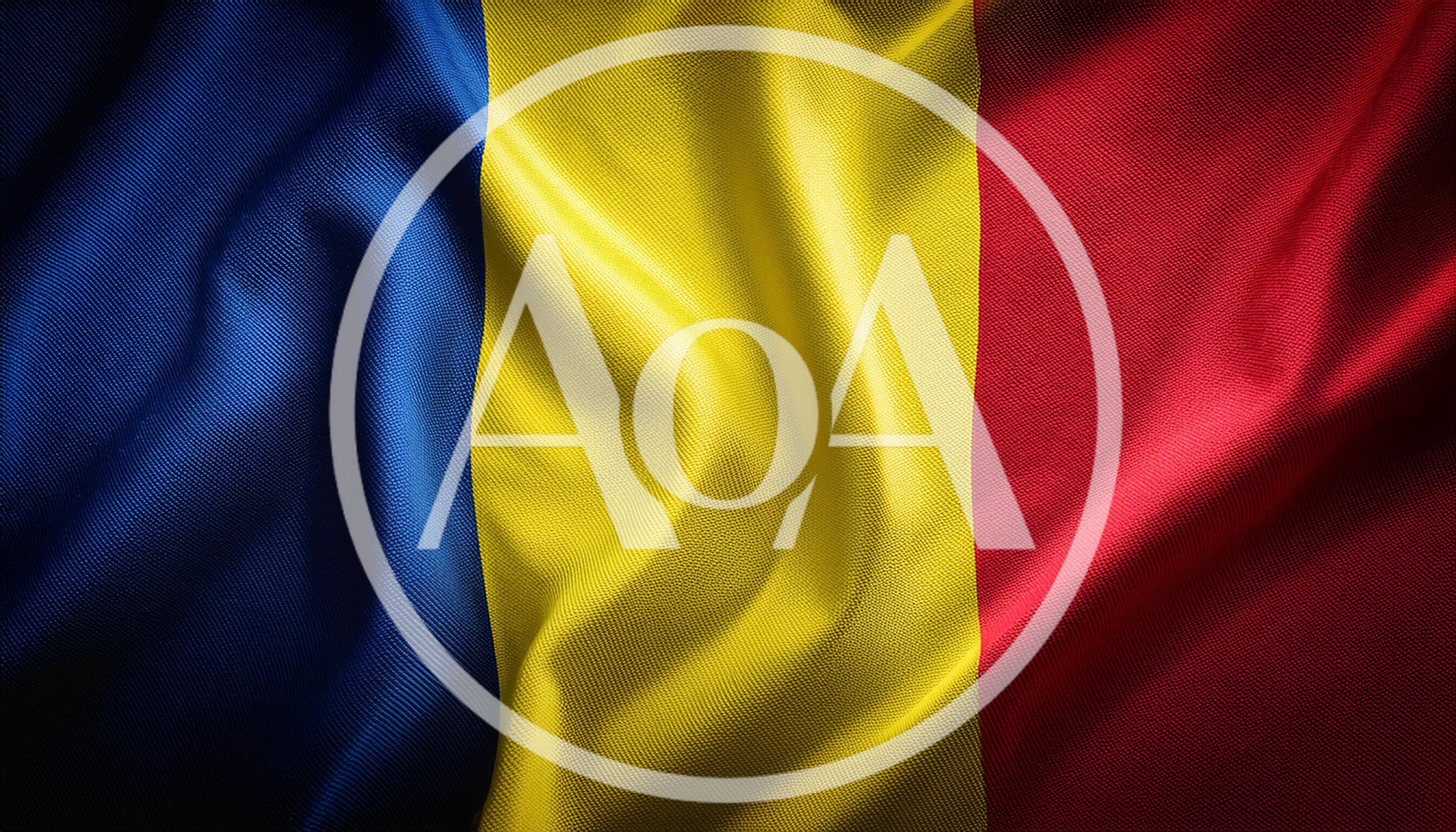 Waving Flag Of Romania With Fabric Texture
