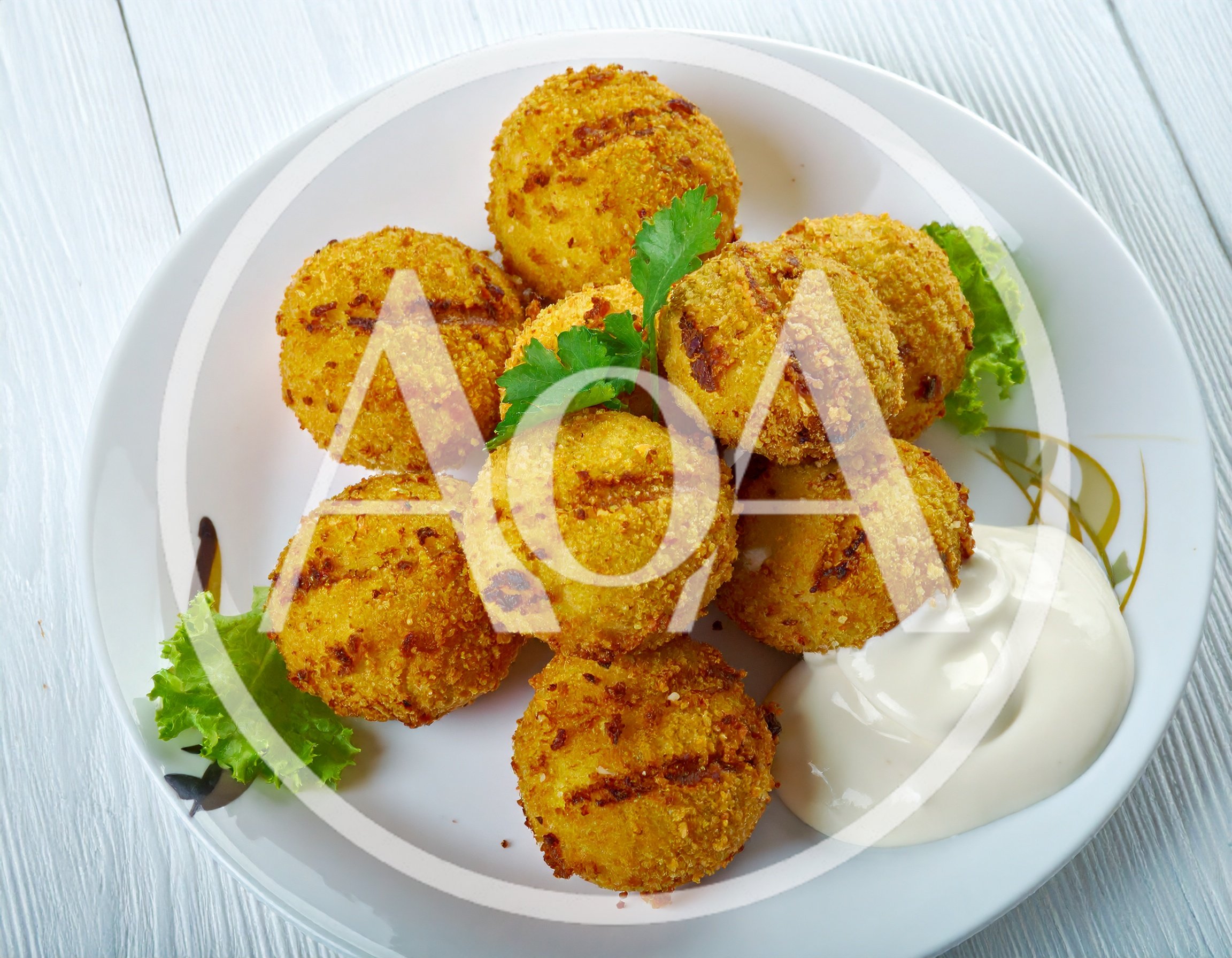 Fried Potato Croquettes Served With Creamy Dipping Sauce