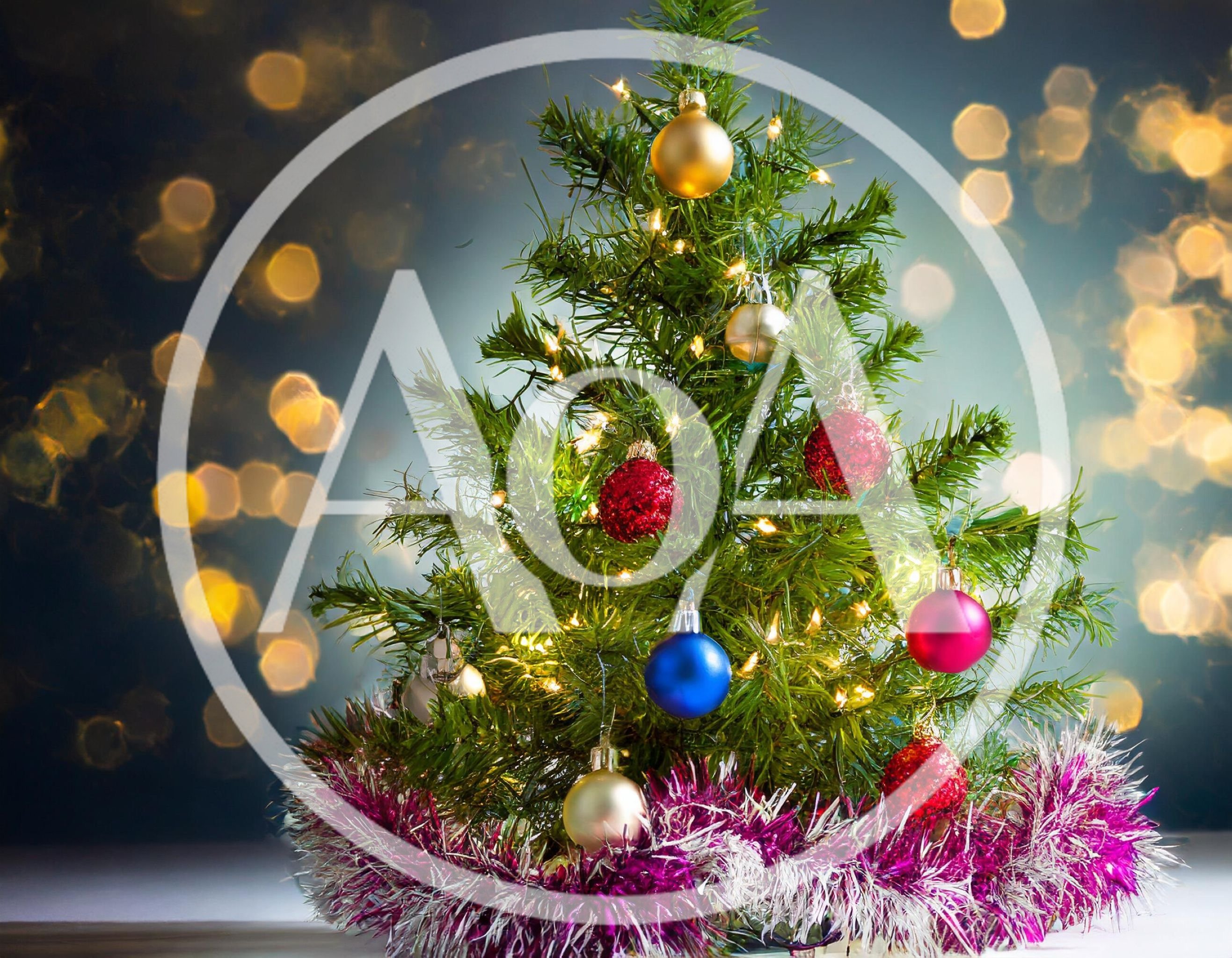 Small Decorated Christmas Tree With Bokeh Lights