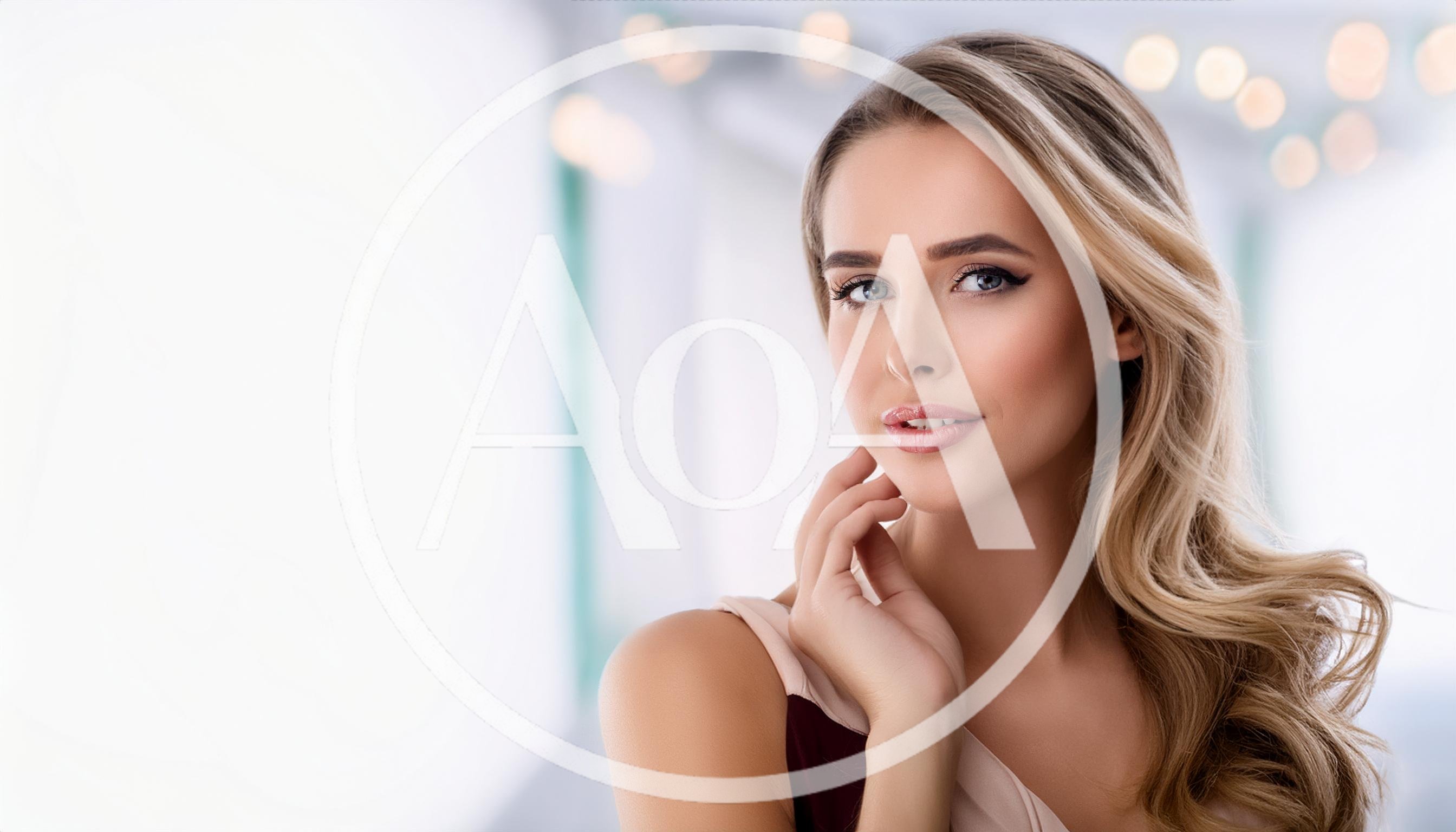 Beautiful Blonde Woman Touching Her Face
