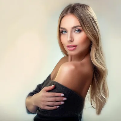 Portrait Of A Beautiful Blonde Woman In A Sweater