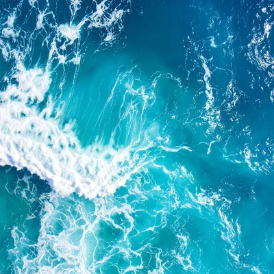 Aerial View Of Crashing Ocean Waves