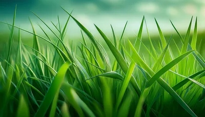 Close Up Of Vibrant Green Grass Blades