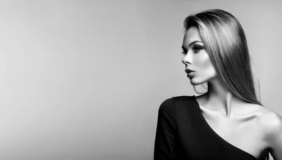 Portrait Of A Beautiful Woman In Black Dress