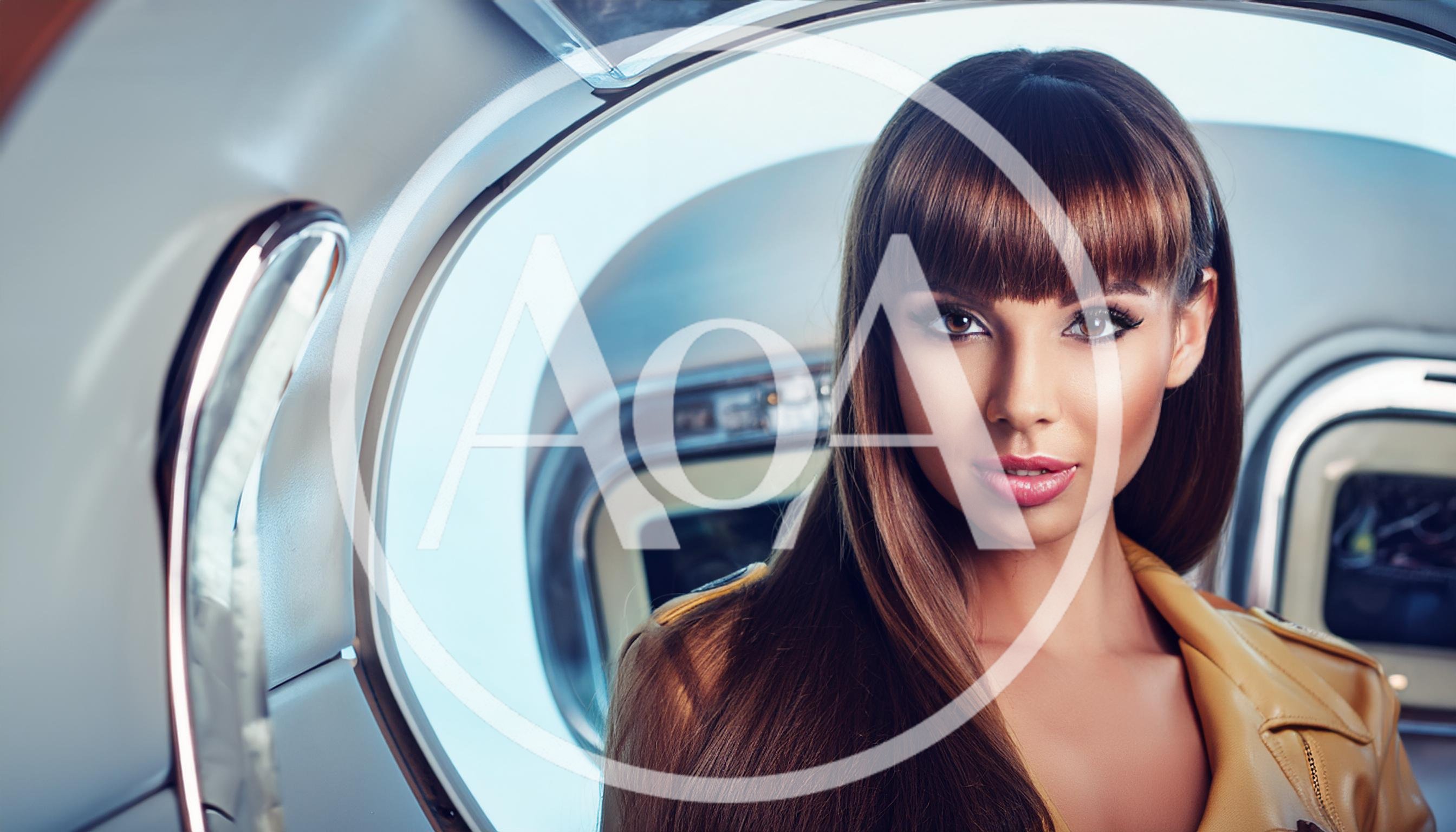 Portrait Of A Stylish Woman Inside A Private Jet