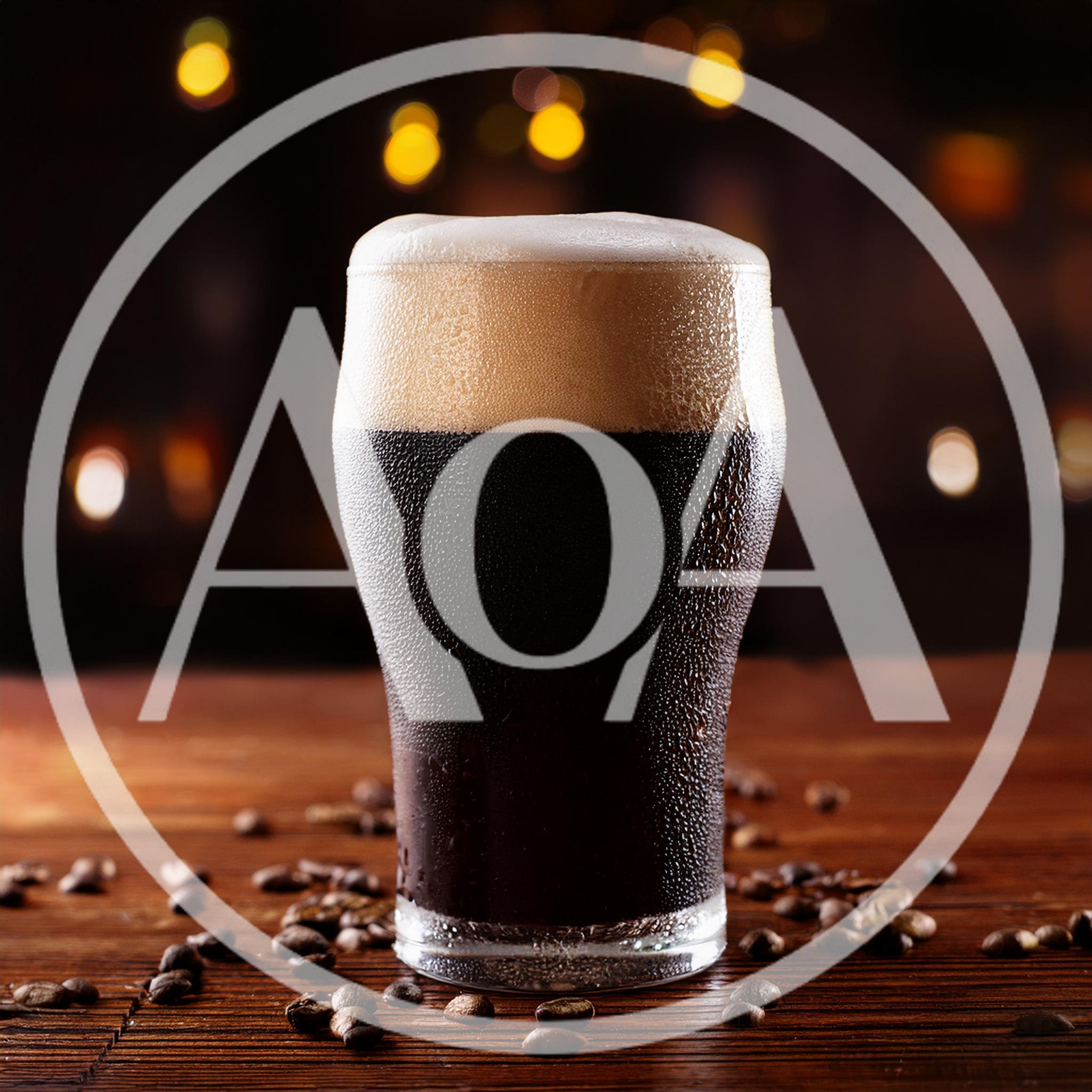 Cold Glass Of Dark Stout Beer With Coffee Beans