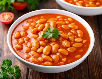Bowl Of Baked Beans In Tomato Sauce