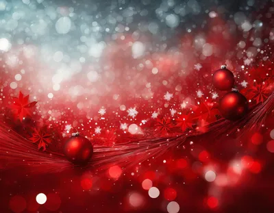 Red Christmas Ornaments With Bokeh Background