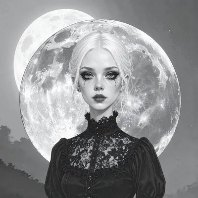 Gothic Woman With Pale Skin And Dark Lace Dress