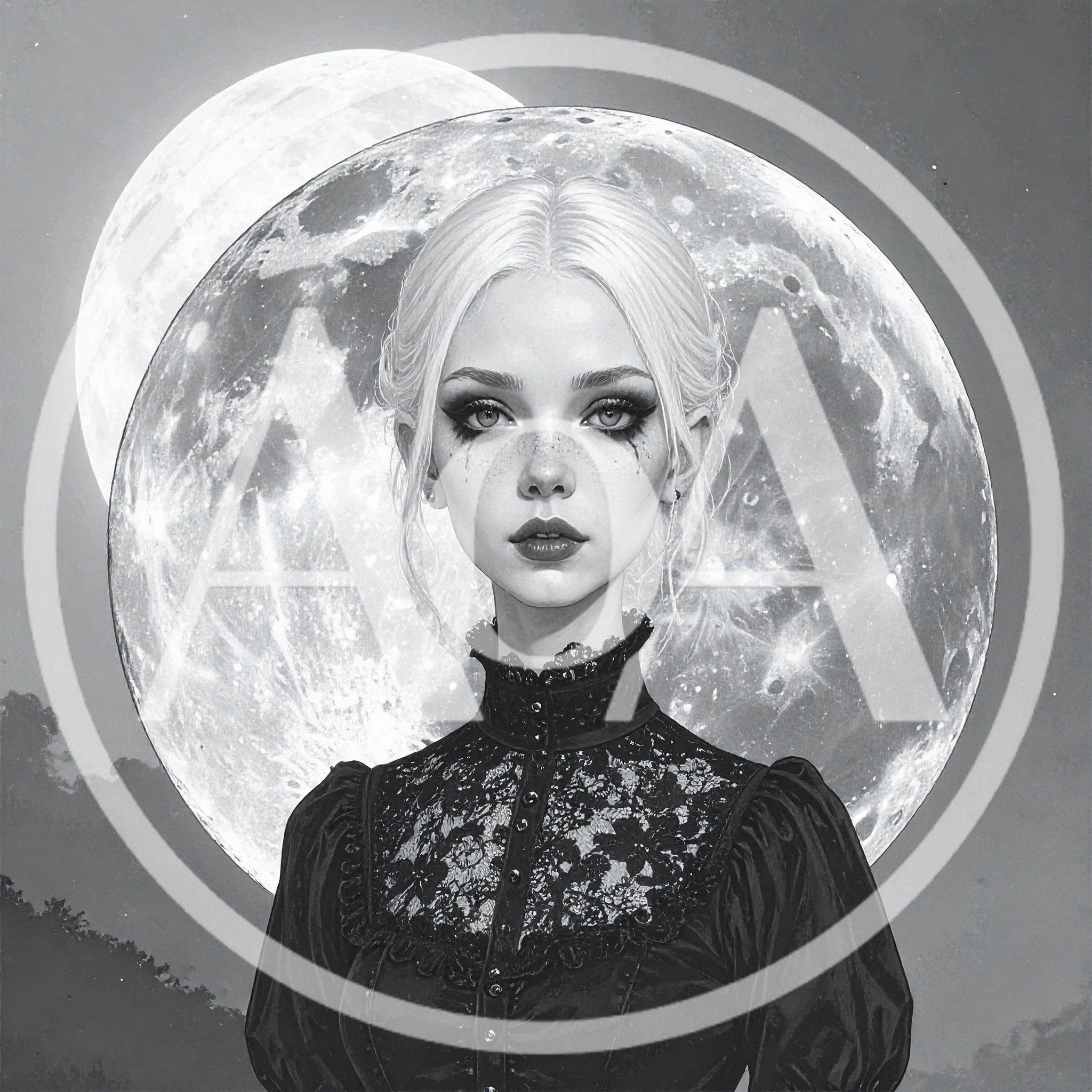 Gothic Woman With Pale Skin And Dark Lace Dress