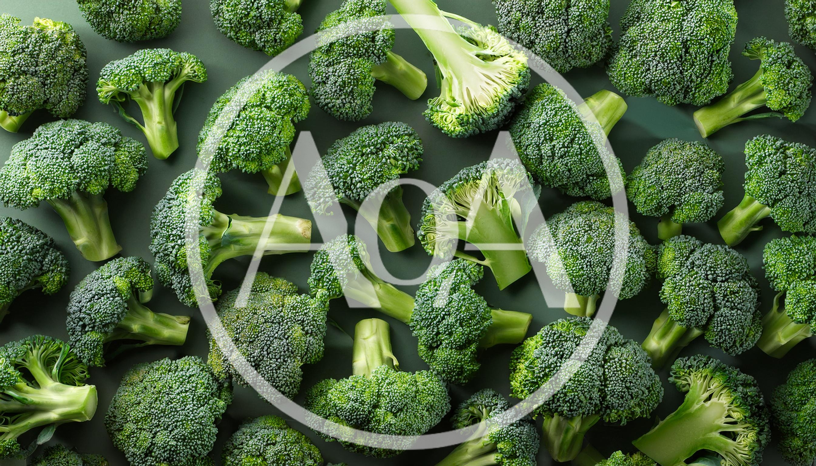 Fresh Green Broccoli Florets Arranged On Dark Background