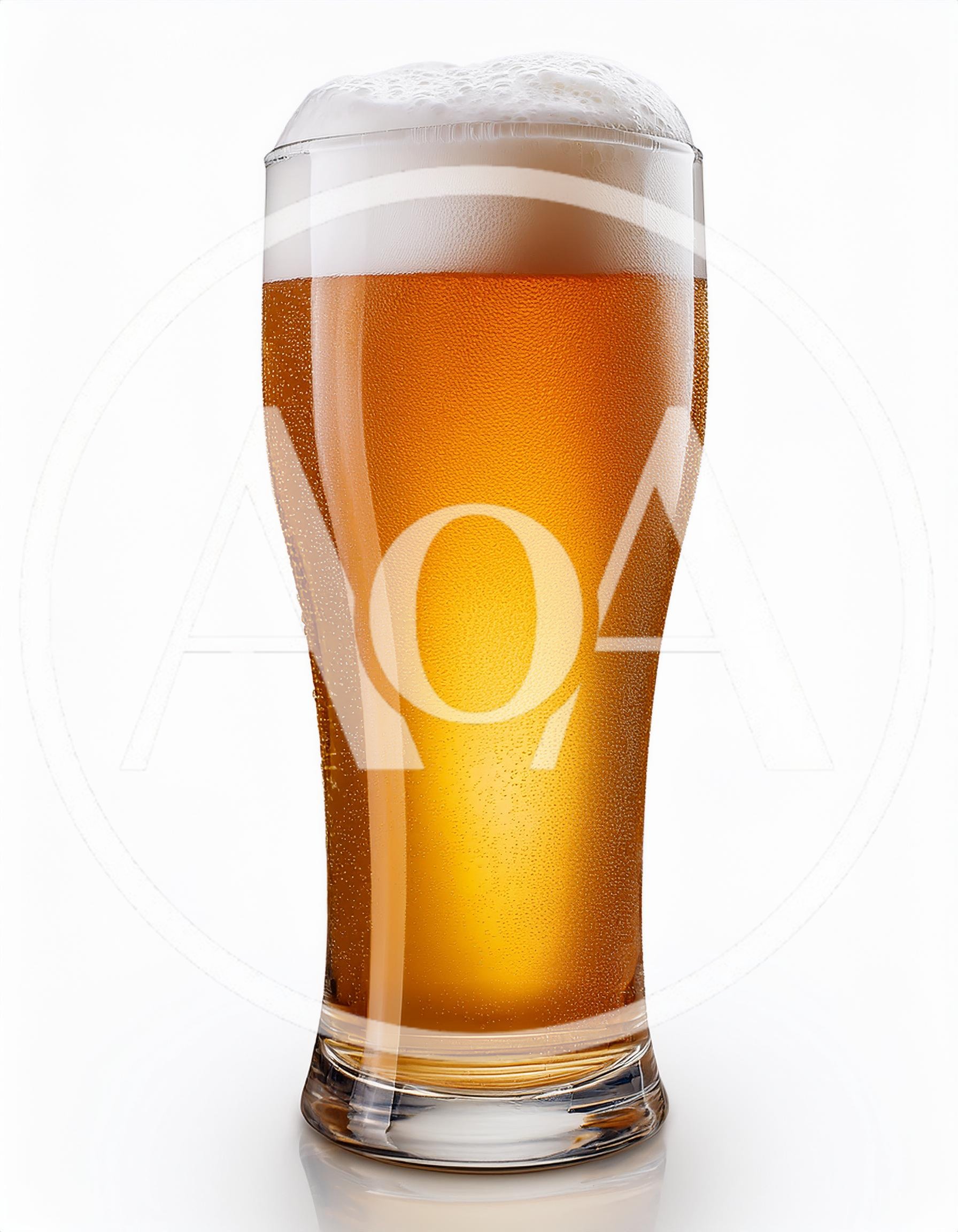 Cold Glass Of Golden Beer With Thick Foam Head