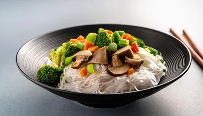 Bowl Of Stir Fried Glass Noodles With Vegetables