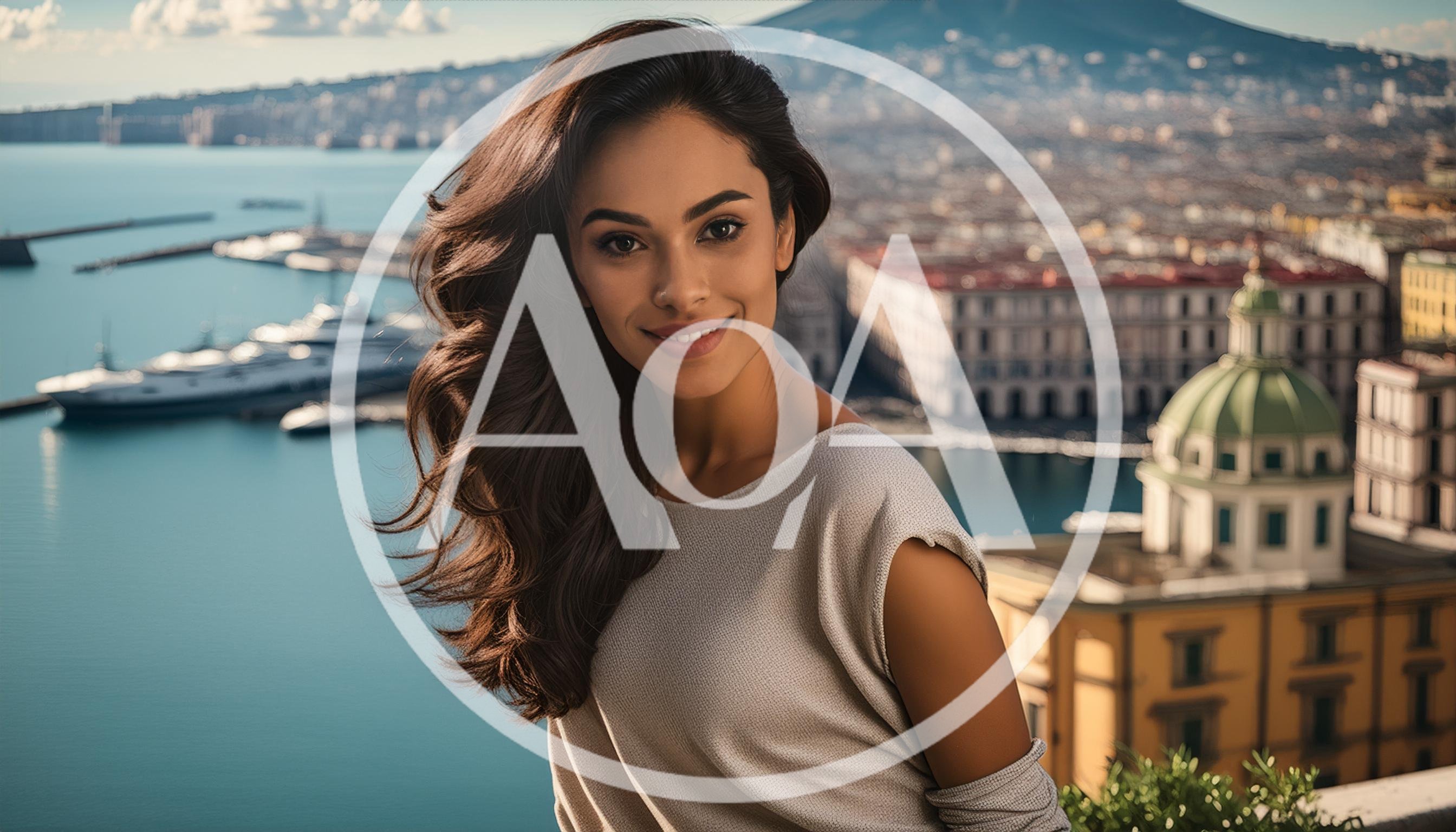 Beautiful Woman Smiling Overlooking Naples Harbor