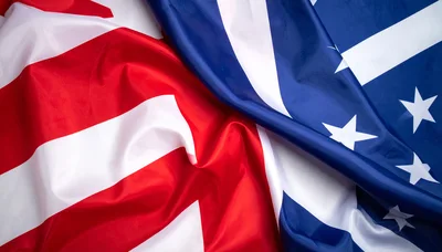 Close Up Of Folded American Flag Fabric
