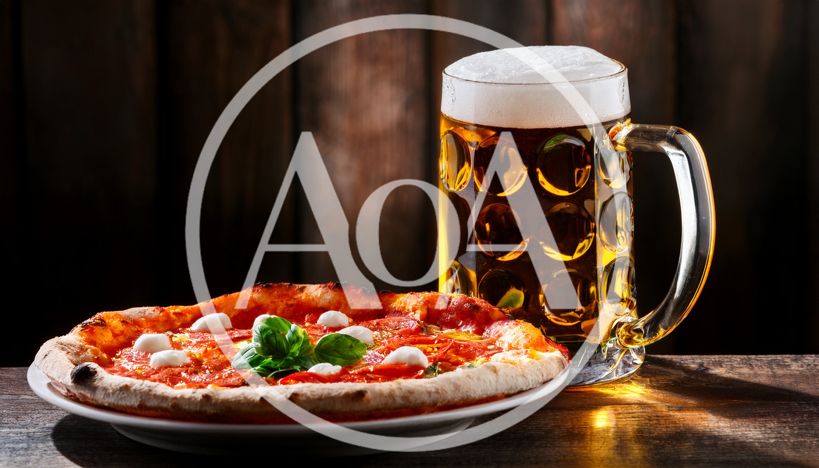 Fresh Pepperoni Pizza And A Glass Of Beer