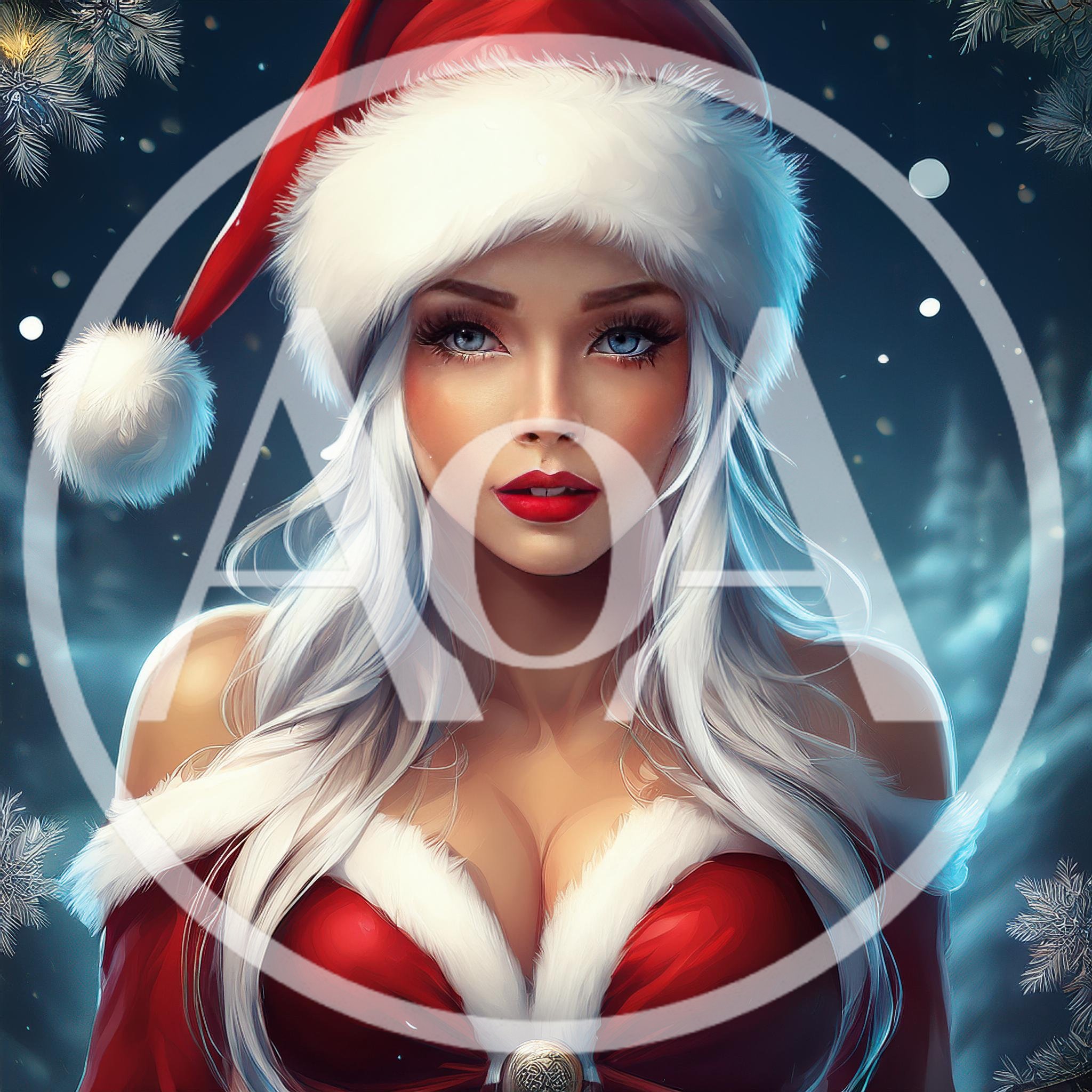 Beautiful Woman Wearing Santa Claus Costume In Winter