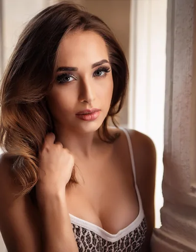Portrait Of A Beautiful Young Woman With Wavy Hair