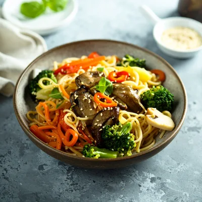 Bowl of Vegetable Stir Fry Noodles