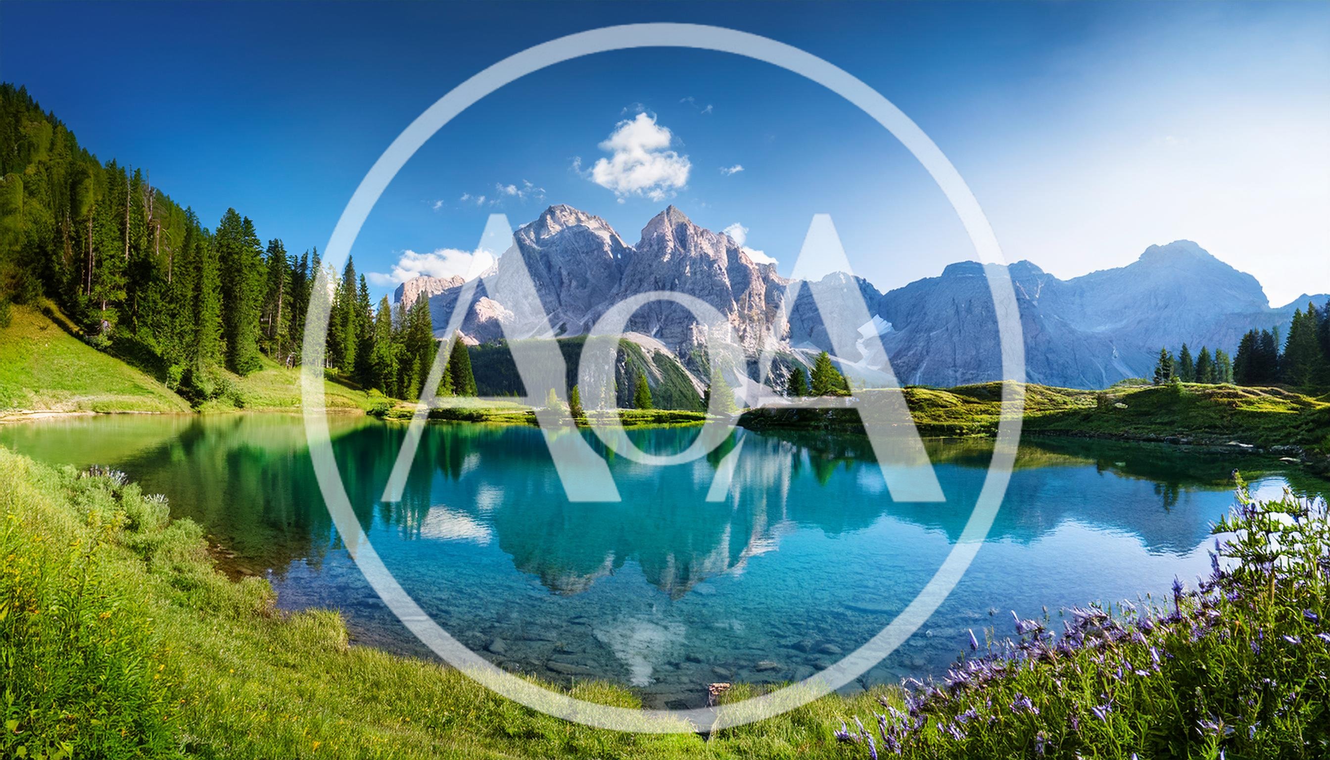 Scenic Alpine Lake With Mountain Reflection