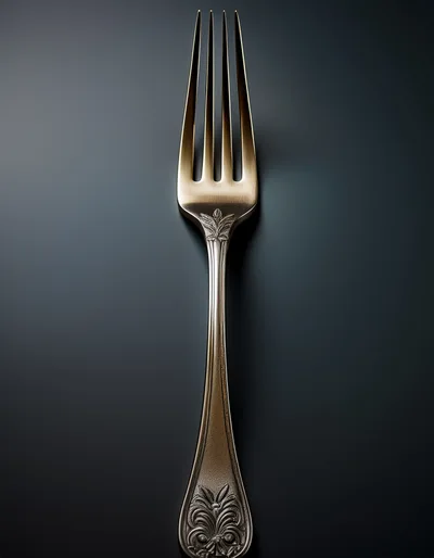 Ornate Antique Bronze Fork on Dark Background