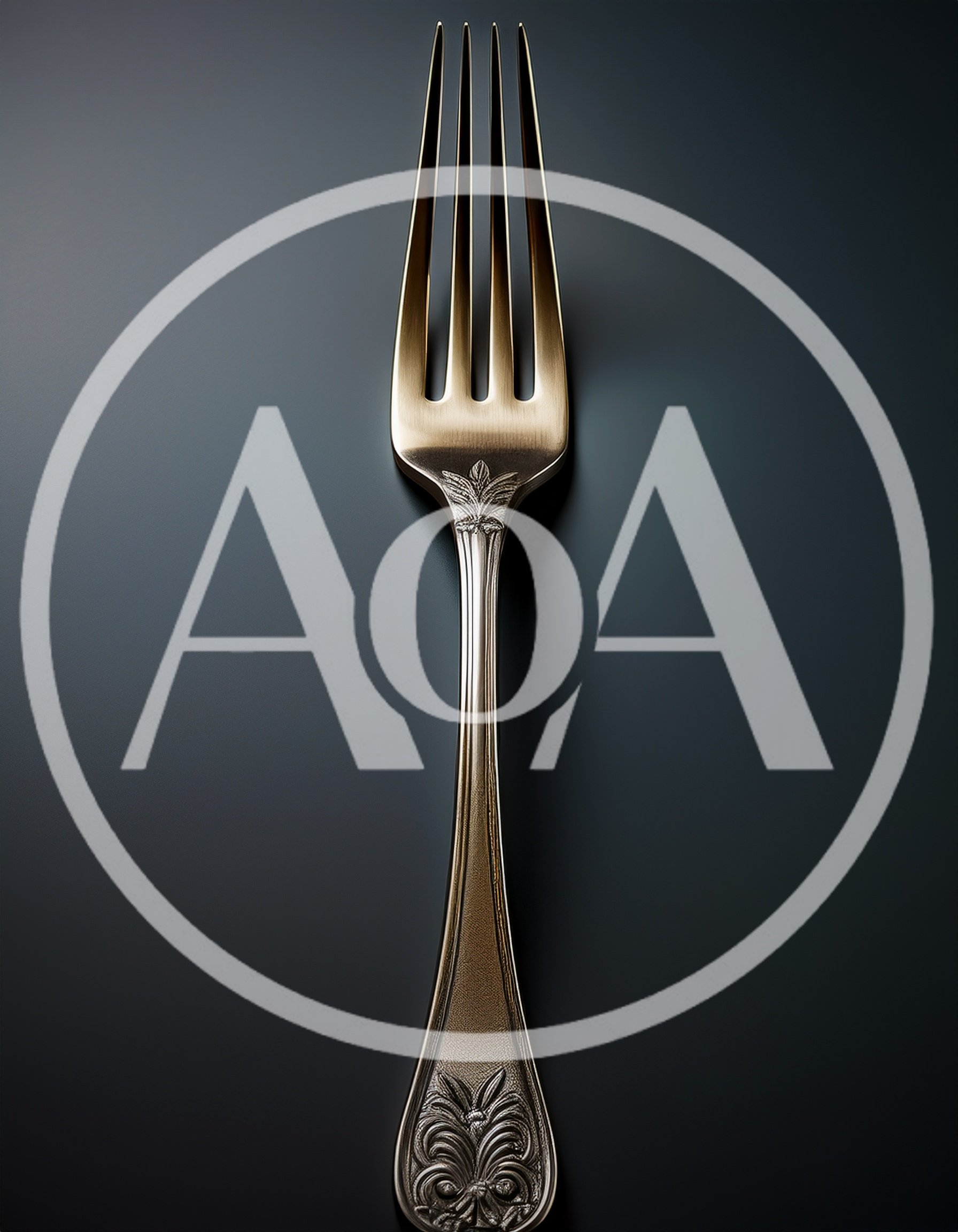 Ornate Antique Bronze Fork on Dark Background