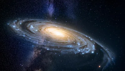 Spiral Galaxy Rotating In Deep Space