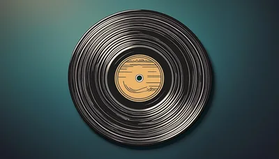 Vintage Vinyl Record Spinning On A Teal Background