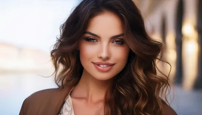 Portrait Of A Beautiful Young Woman With Wavy Hair