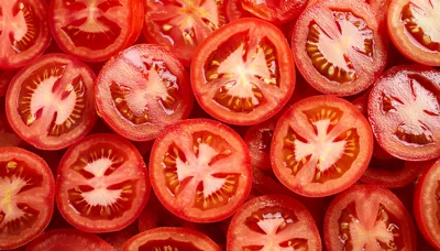 Fresh Sliced Red Tomatoes Background